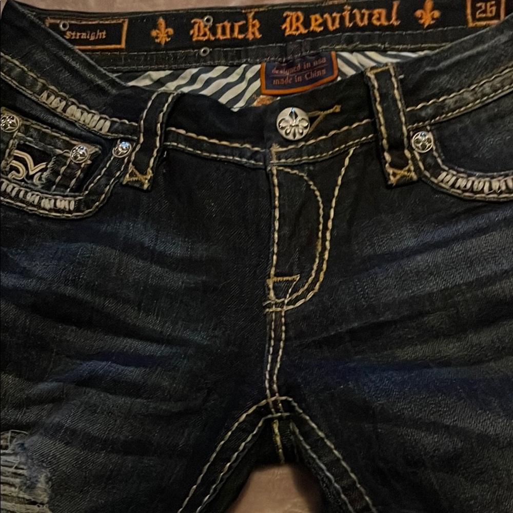 Rock Revival Dark Wash Jeans with Embroidery